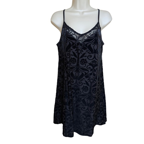 As U Wish Dresses & Skirts - Black Velvet Burnout Slip Mini Dress Size XL Whimsygoth Dark Romantic Party